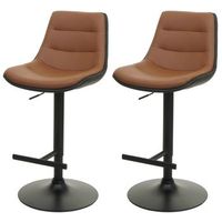 juego de 2 taburetes de bar sillas de mostrador giratorias y regulables en altura con respaldo de pvc marron 040007464