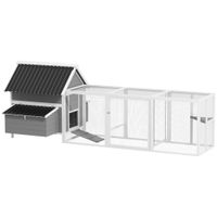 pawhut gran gallinero para 7-10 gallinas perchas columpio ventana nidos malla metalica gris   aosom espana