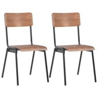sillas de comedor 2 uds madera contrachapada y acero marron vidaxl