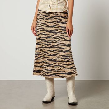 Ganni Crinkled Satin Midi Skirt - EU 46/UK 18
