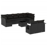 set de sofas de jardin 10 pzas cojines ratan sintetico negro vidaxl