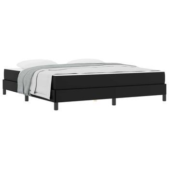 Cama Con Colchón Negro 180 X 200 Cm Cuero Sintético
