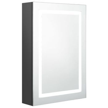 Armario De Baño | Mueble Baño Con Espejo Y Led Gris 50x13x70 Cm