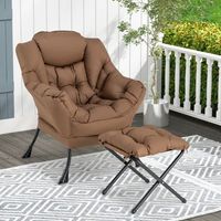 sillon reclinable con otomana butaca de ocio con almohada reposapies reposabrazos sofa para salon dormitorio 75 x 81 x 94 5 cm marron