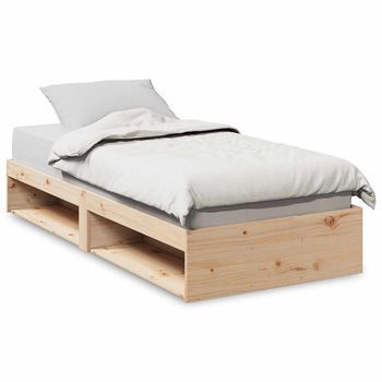 Cama Individual | Cama Para Adultos | Sofá Cama Sin Colchón Madera Maciza De Pino 90x190 Cm