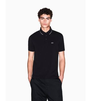 A|X Armani Exchange para hombre. XM001289AF10363UC001 Polo Entallado negro (XS), Casual, Algodón, Manga corta