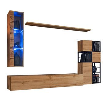 Conjunto De Muebles De Salón Estilo Industrial Switch M2. Color Roble.