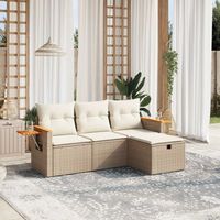 conjunto de sofas jardin con cojines 4 uds  mueble jardin mesa y sillas ratan sintetico beige cfw547505