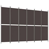 biombo divisor de 6 paneles de tela marron 300x200 cm vidaxl