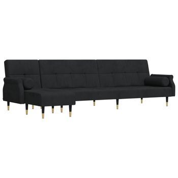 Sofá Cama En Forma De L Terciopelo Negro 271x140x70 Cm Vidaxl