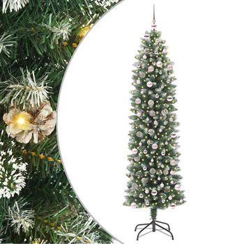 Árbol Navideño Artificial Delgado Verde Y Blanco 240 Cm Vidaxl