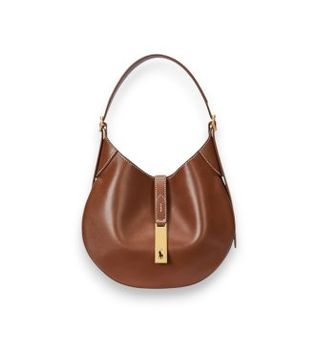 Polo Ralph Lauren para mujer. 428944017009 Bolso de hombro Polo ID pequeño de piel marrón (OSFA), Casual
