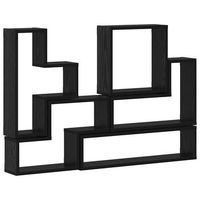 estante de pared  estante flotante con almacenamiento roble negro 96 x 12 x 64 cm