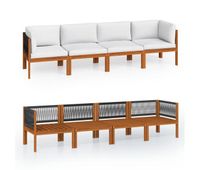 sofa de jardin de 4 plazas con cojin madera maciza de acacia