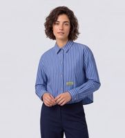 essentiel antwerp para mujer kabu camisa cropped kabu azul 36 casual algodon manga larga