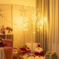 arbol navidad artificial 180cm iluminado escritorio ramas abedul 96 luces led mini blanco cfw52604