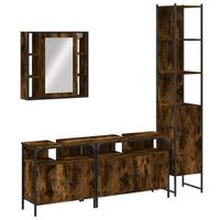 set de mueble de bano  armarios de bano 4 uds madera contrachapada roble humo