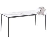 mesa de comedor de jardin con tablero de hpl y estructura de aluminio resistente a los rayos uv agua oxido gris oscuro marmol blanco sovareto
