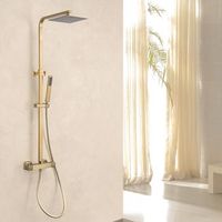 columna de ducha con grifo termostatica dorado ducha de lluvia dorado acero inoxidable con ducha de techo y ducha de mano - lomazoo estrella