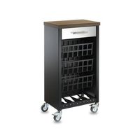 carrito de cocina kara negro con cajon 3 cestas y encimera efecto maderacerezo le gard