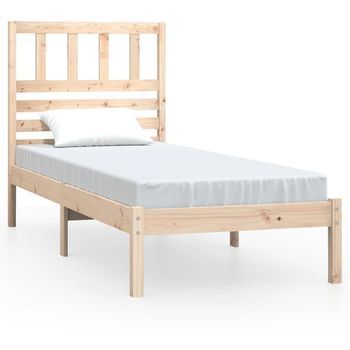 Cama Individual | Cama Para Adultos | Estructura De Cama Madera Maciza De Pino 90x200 Cm