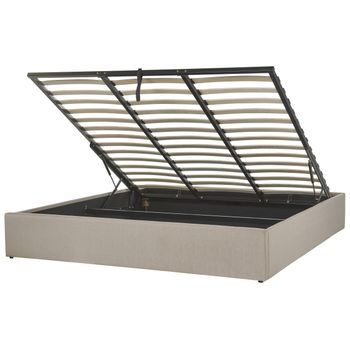 Cama Con Somier De Poliéster Beige 180 X 200 Cm Sin Cabecero Almacenaje Dinan