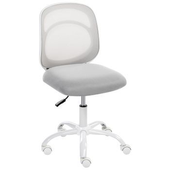 Silla Giratoria De Escritorio Elegante Tapizado De Tela Base De Hierro Oficina En Casa Habitación Infantil Altura Ajustable Sin Reposabrazos Gris Claro Blissful