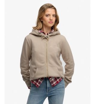 Superdry para mujer. W2012672A Sudadera con capucha Essential Logo Ziphood beige (XL), Casual, Algodón