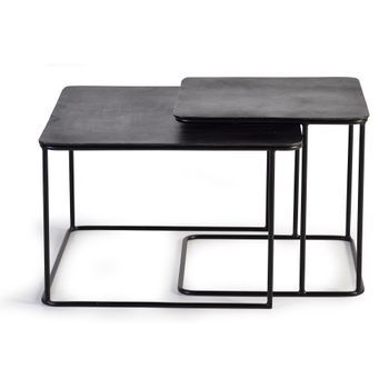Mesa De Café Con Tapa De Bronce Y Patas De Metal