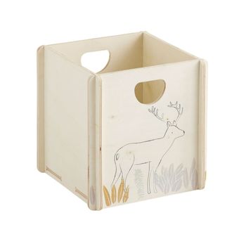 Caja de almacenaje de madera, montaje sin tornillos, 31 x 31 x 31 cm