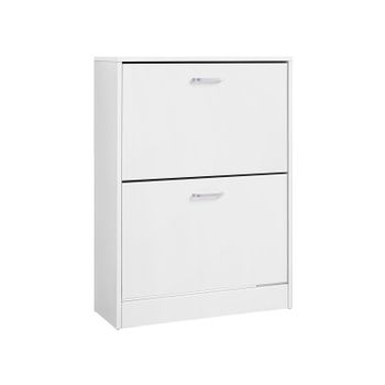 Gabinete de Zapatos con Puertas Abatibles Divisor Ajustable y Desmontable, Blanco