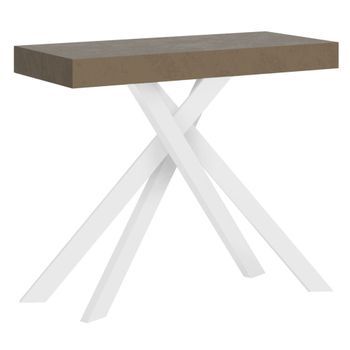 Consola Extensible 90x40/196 Cm Krack Small Gris Paloma Patas Blancas