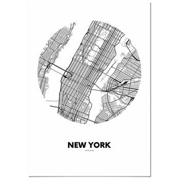 Panorama Cartón Pluma Mapa Circulo De Nueva York 70 X 100 Cm | Impreso En Cartón Pluma De Alta Calidad | Cuadros Decoración Salón | Cuadros Para