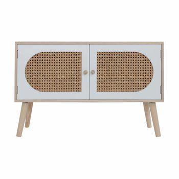 Aparador bajo con 2 puertas en madera blanca y marrón