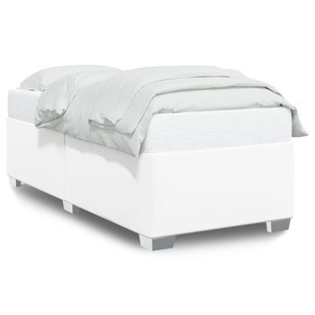 Cama Individual | Cama De Adulto | Estructura De Cama Sin Colchón Cuero Sintético Blanco 90x200 Cm