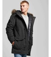 superdry para hombre m5011741a parka con capucha de pelo sintetico everest negro xl casual poliester sostenible