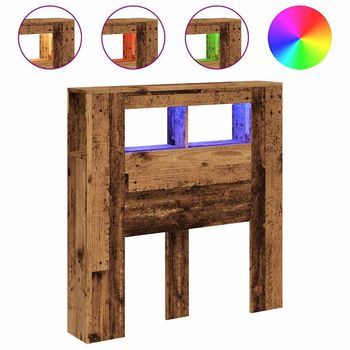 Cabecero Con Led Madera Ingeniería Envejecida 100x18,5x103,5 Cm Vidaxl