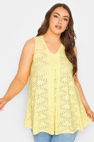 yours top amarillo pastel de calados sin mangas mujer curvy y tallas grandes yours