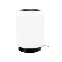 lampara de mesa de vidrio y metal blanco