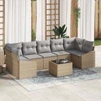juego de sofa de jardin de 8 piezas con cojines beige de poliratan v5805 unico  beige