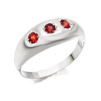 silver trilogy garnet signet ring - f5176-u
