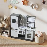 cocina de juguete de madera con sonido accesorios aiyaplay marron