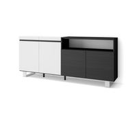 aparador para salon gran capacidad de almacenaje 200x35x87cm 4 puertas diseno industrial estilo moderno blanco y negro