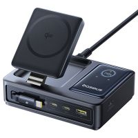baseus nomos estacion de carga inalambrica 5 en 1 qi2 140w 2xusb-c1xusb-a pantalla digital led