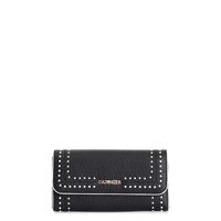 cartera con solapa con aplicacion de mini remaches bicolor y logotipo de metal black taglia unica