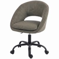 homcom silla de oficina ergonomica en chenilla altura regulable reposabrazos integrados gira 360 59x60x79-89cm verde oscuro
