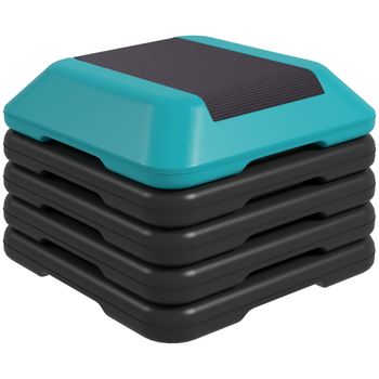 SPORTNOW Step para Fitness Stepper Antideslizante con Altura Ajustable de 10/15/20/25/30 cm Carga 150 kg Azul   Aosom España