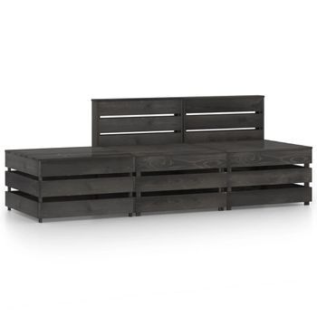 Set De Muebles De Jardín 3 Pzas Madera De Pino Impregnada Gris Vidaxl