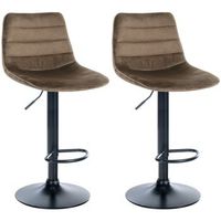 clp set de 2 taburetes de bar lex en terciopelo marron 46x45x89 cm