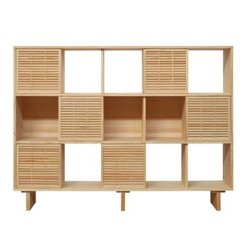 Librería en madera maciza natural 6 puertas 160 cm Sin barnizar